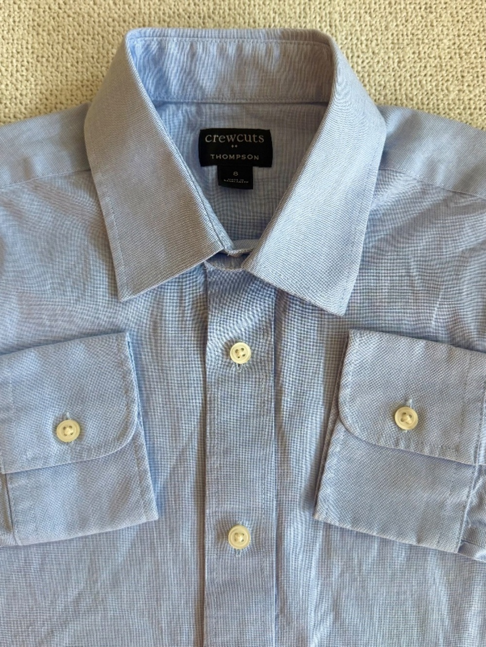 Crewcuts Factory Boys Sz 8 Retail Blue Thompson Long-Sleeve Flex Shirt